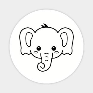 Elephant Head - Cute Illustration - Baby Elephants Magnet